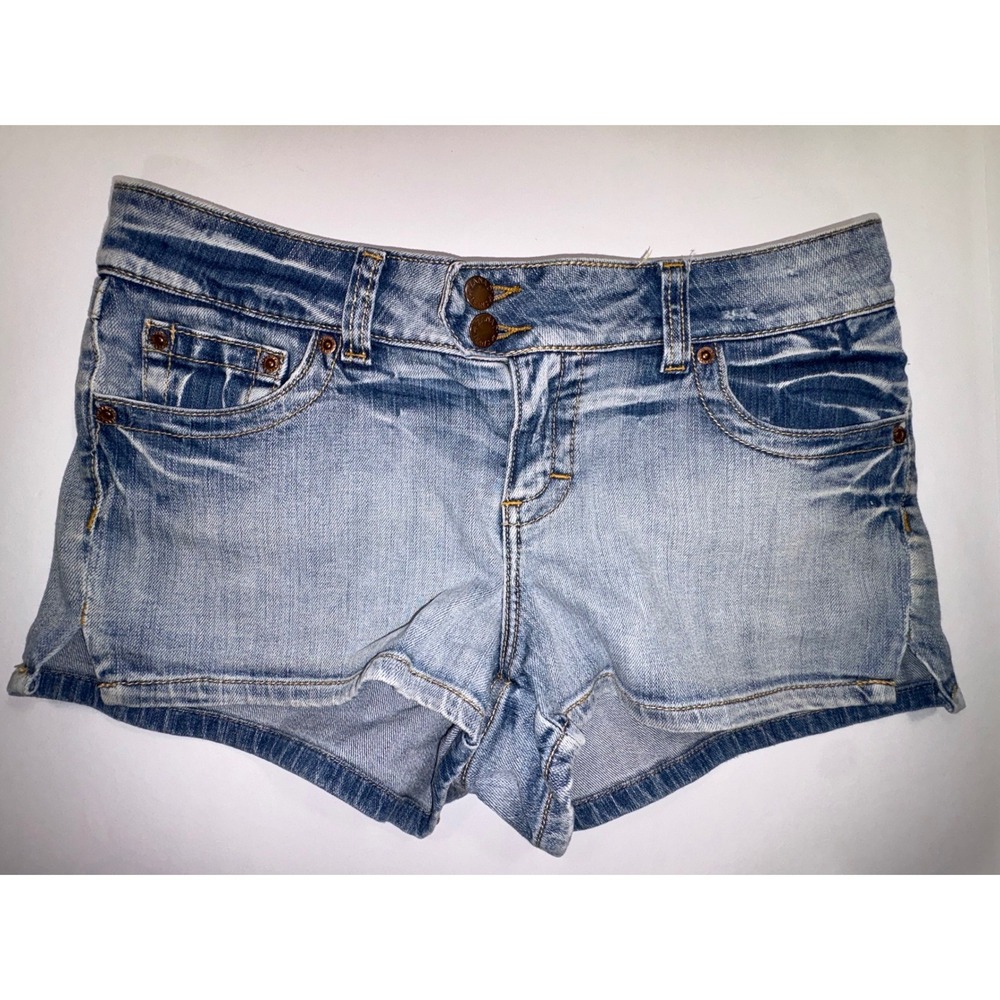 Zana Di Womens Low Rise Denim Shorts Light Wash Double Button Size 13